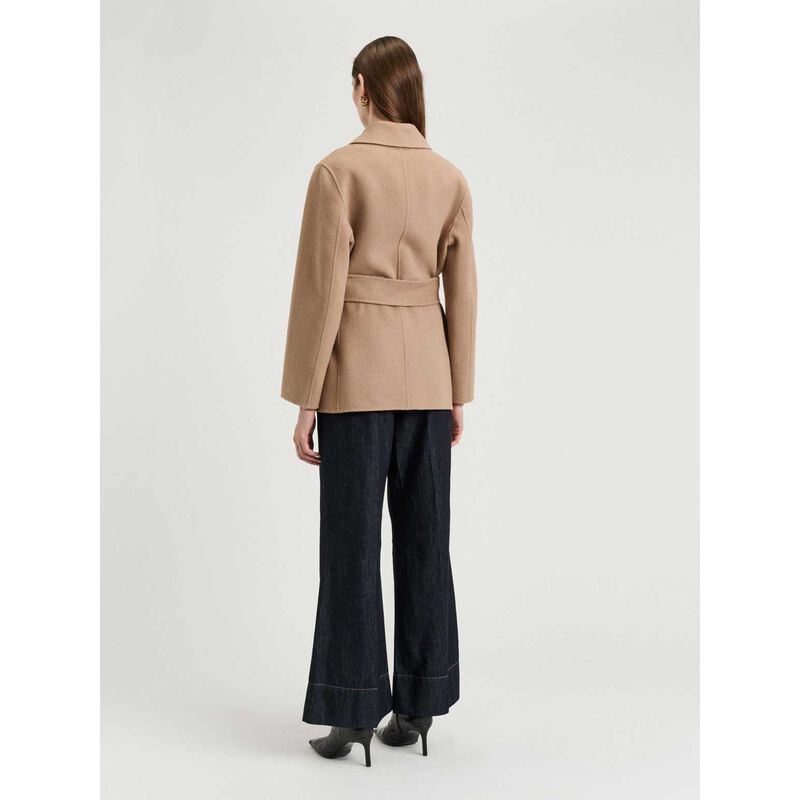 Veronika Maine Double Faced Wool Belted Short Coat image number 1